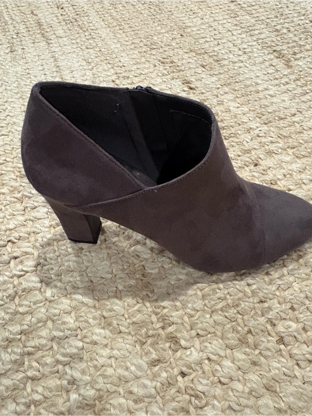 Aerosoles Women's Dark Grey Suede Ankle Bootie with Block Heel